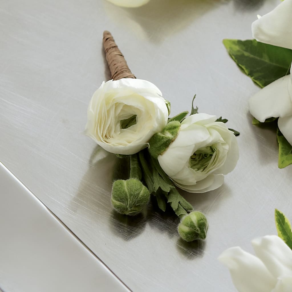 White Ranunculus Boutonniere – Brunet Florist, Kanata ON